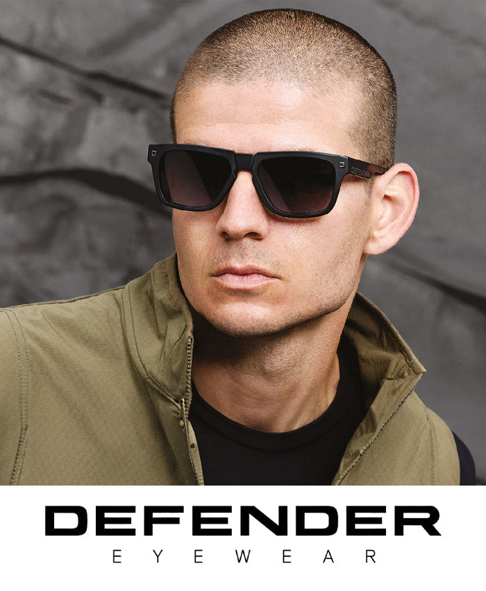 Stoere urban DEFENDER zonnebril van Land Rover eyewear voor heren die van avontuur houden.